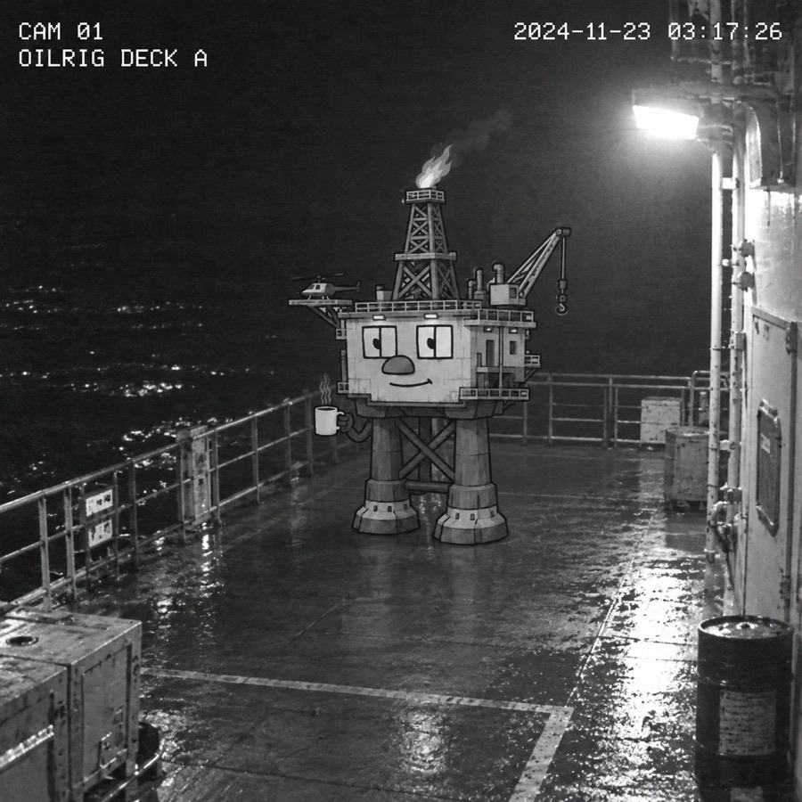 Security camera footage of Oil Rig on deck at 3am