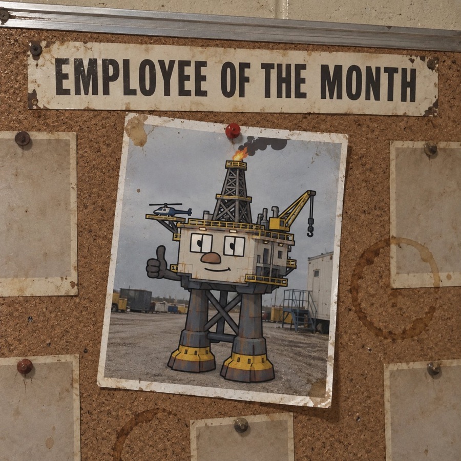 Oil Rig on the Employee of the Month board