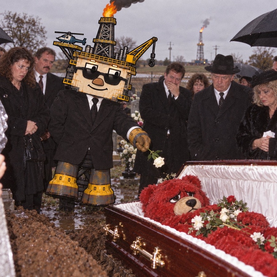 Oil Rig at a teddy bear's funeral